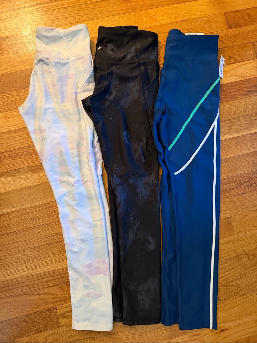 Old Navy Kids XL (16-18) Active Leggings Pack - White, Black & Blue stripes